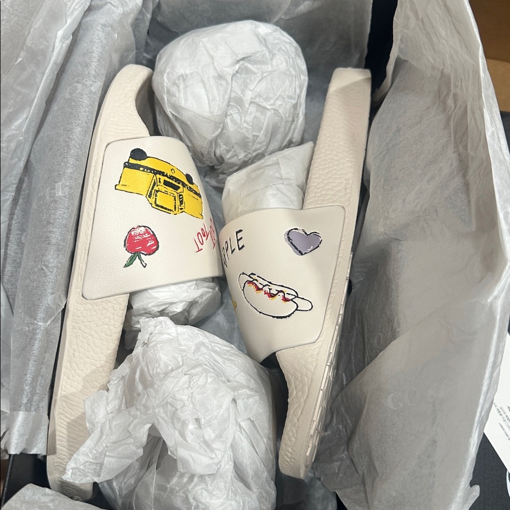 Coach Cream Sandals with Graphic Design - Picture 13 of 14
